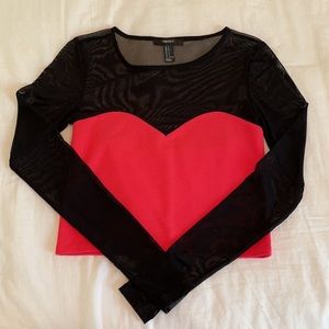 Hot Pink Sweetheart Neckline Top w/ Mesh Covering